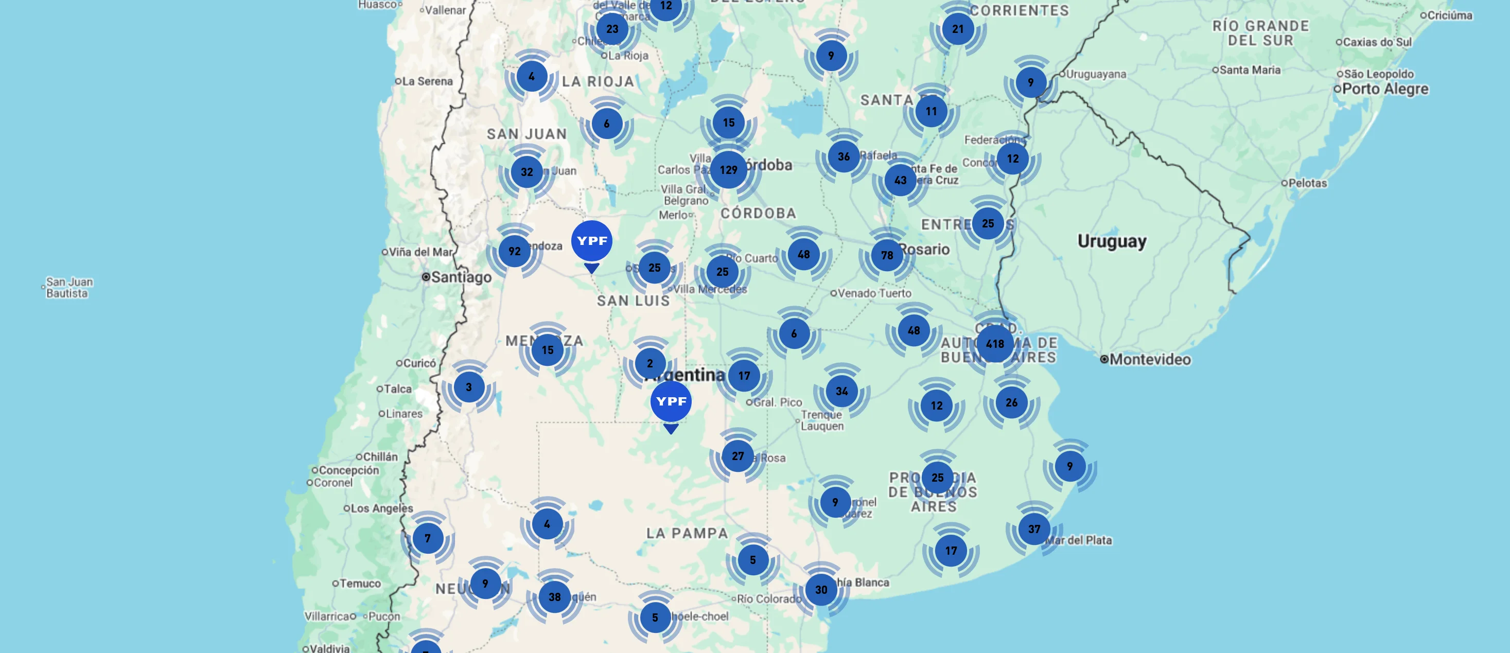 Mapa Estaciones de servicio